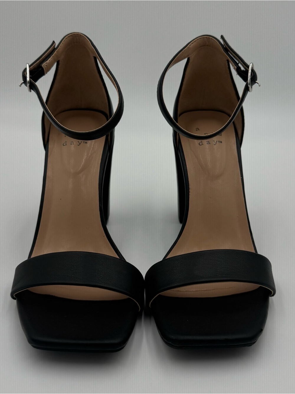 A New Day Women's Black Ankle-Strap Block Heel Sandals